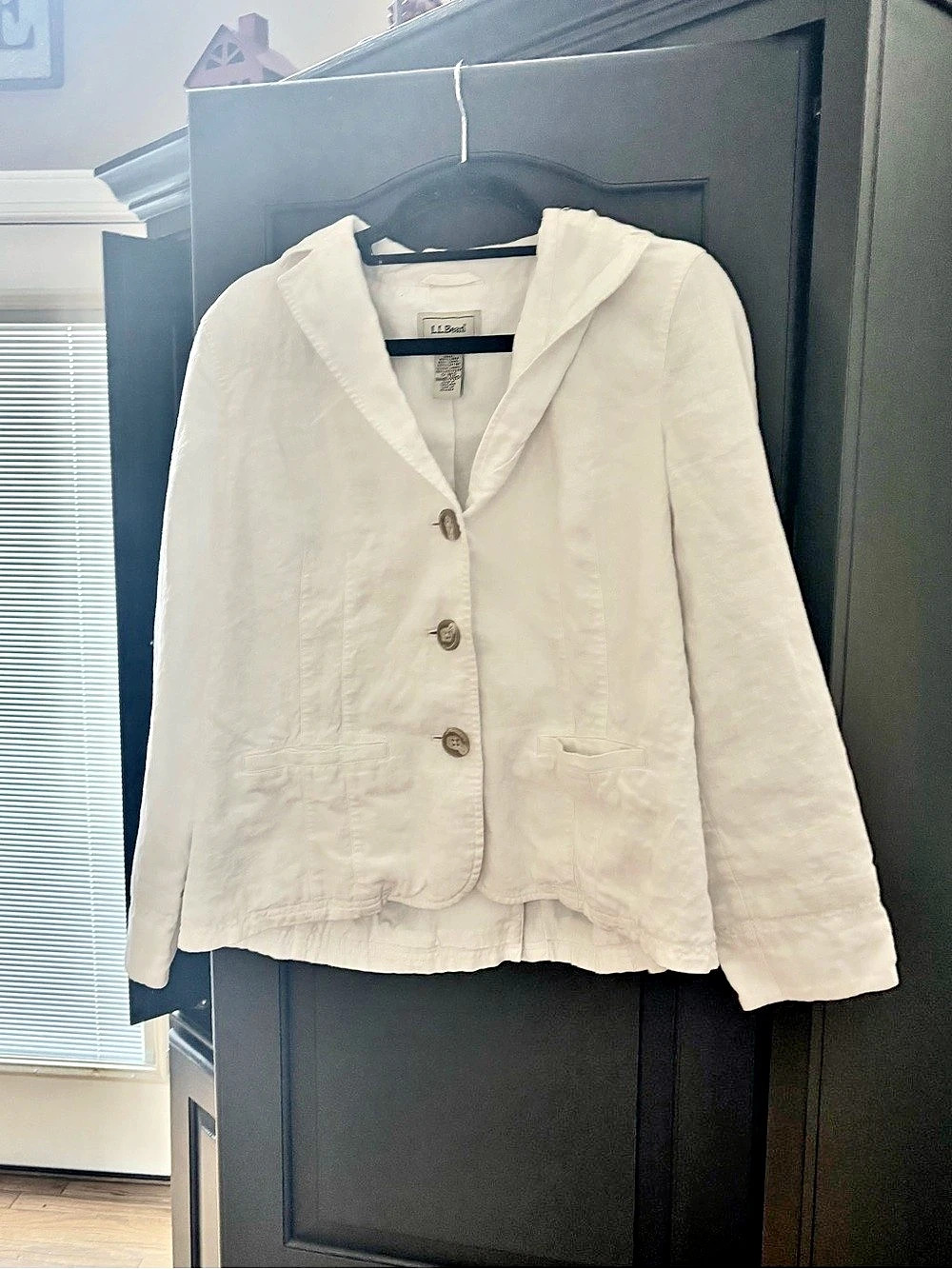 L.L.Bean 100% Linen Blazer White Size 12